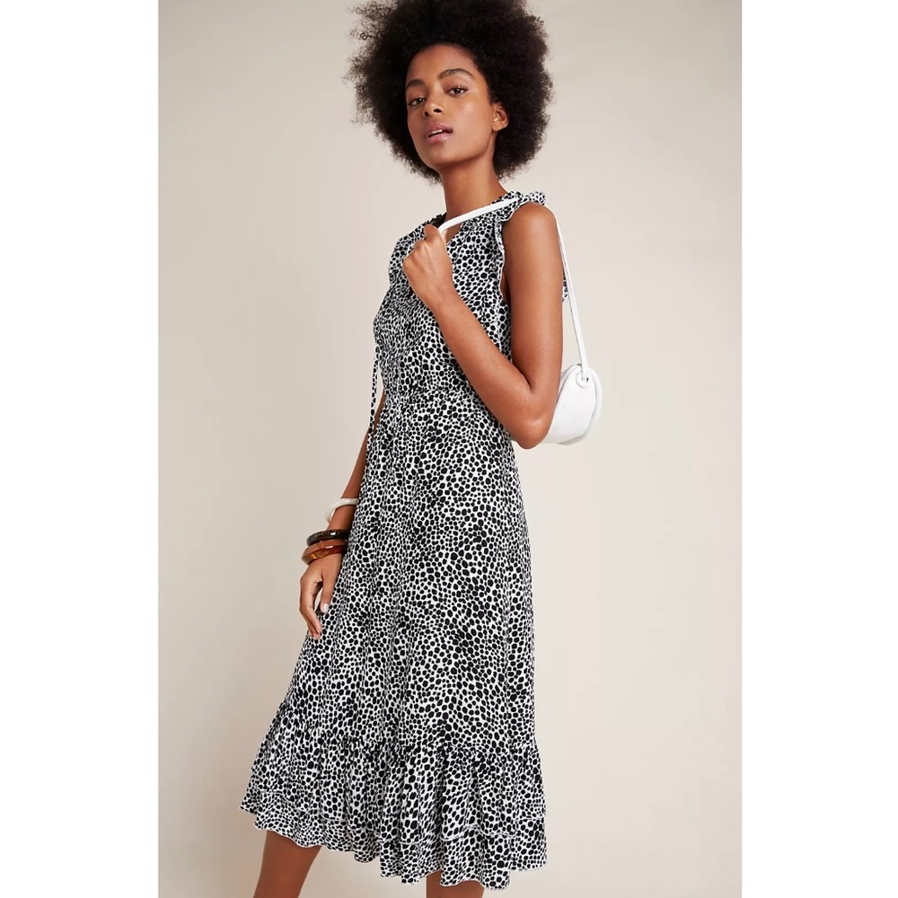 New Maeve Ruby Ruffled Mini Dotted Dress - Picture 2 of 14